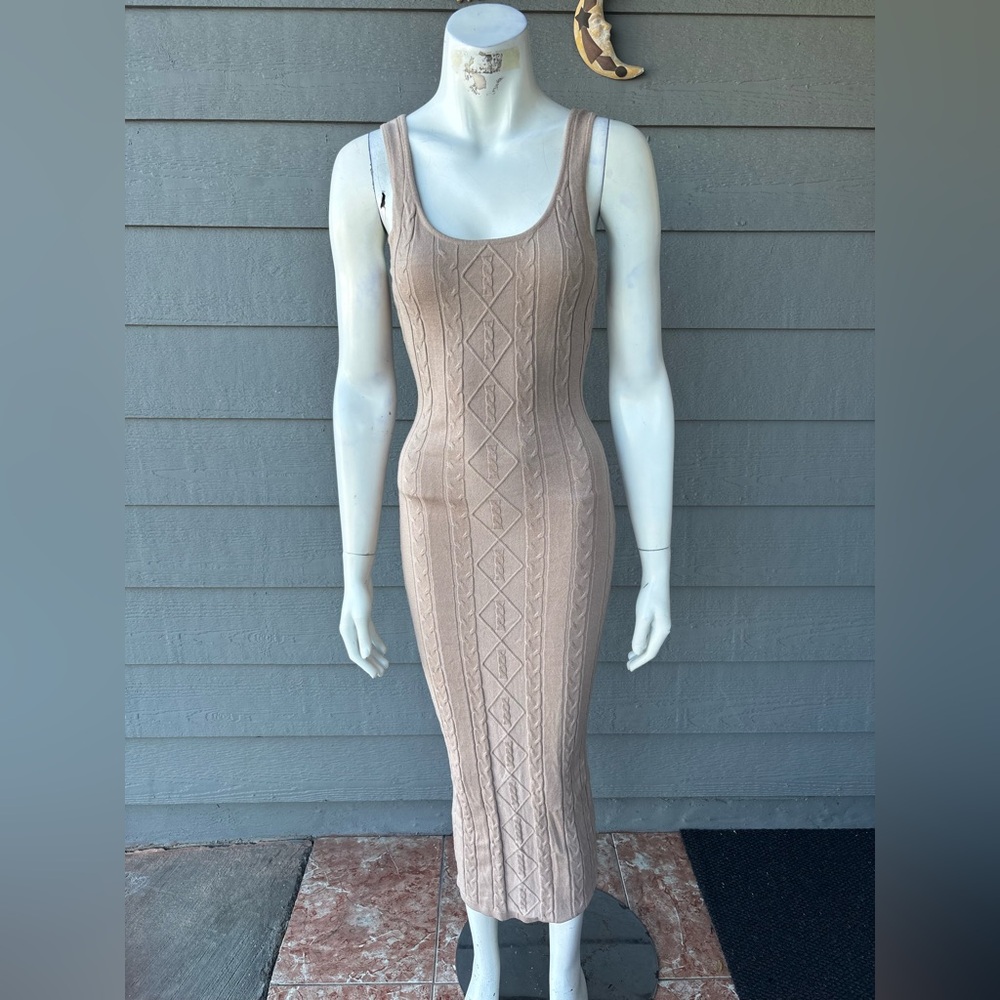 Hera Collection Beige Long Sleeve Knit Dress Set - Picture 4 of 5